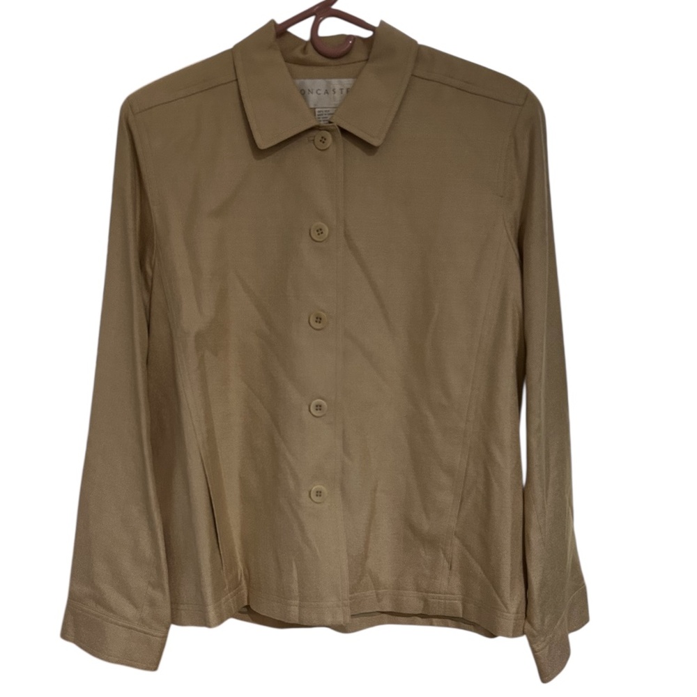 Silk Blazer Women’s Front Slant Pockets Sand color NWT Doncaster Luxury